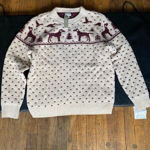 JCREW Men's  Dogs and Ducks design 100% Lambswool Sweater size M
